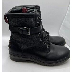 UGGS Kesey Black Waterproof Leather Wool Lace Up Zipper Boots Size 5